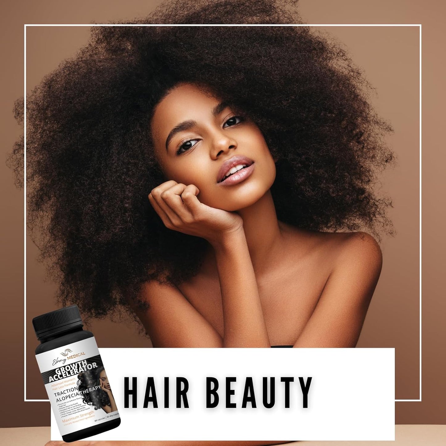 Ebony Medical Hair Regrowth Supplement for Women – Traction Alopecia & Thinning Hair Support – Follicle Repair, Stronger Hair Growth & Density – Keratin Boost, Natural Hair Vitamins – 30-Day Supply