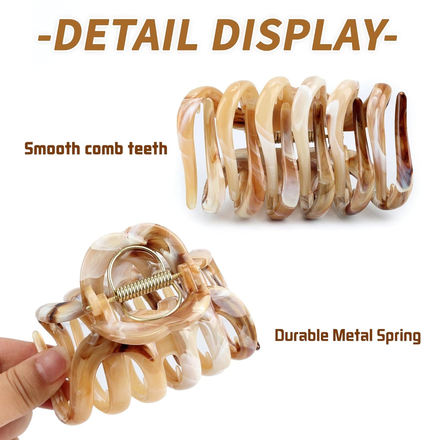 FAELBATY Octopus Multicolor French Claw Hair Clips, 2 Pcs, Ink Brown & Ink Grey, 3.5 x 2.4 Inches, Polycarbonate, Non-Slip Grip, Strong Hold for Long Thick Hair, Women & Girls