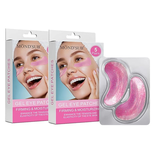 MOND'SUB Premium Under Eye Patches, Gel Eye Patches Hydrating & Refresh for Puffy Eyes, Under Eye Bags & Dark Circles, Natural Collagen Eye Gels Pads, Crystal Anti-Aging Eye Mask (Pink)