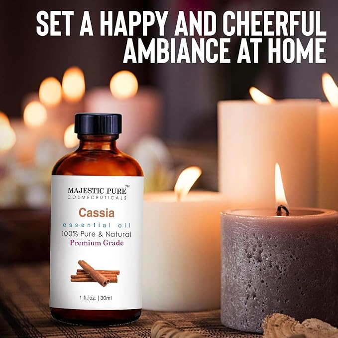 MAJESTIC PURE Cassia Essential Oil | 100% Pure and Natural Cassia Oil | Premium Grade Essential Oils for Hair Care, Home Diffusers, Skin, Aromatherapy, Massage and Humidifiers | 1 Fl Oz