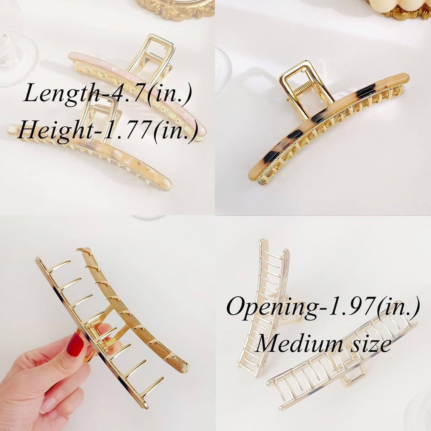 FAELBATY Big Butterfly Hair Claw Clips for Women - 4.7" Acetate and Metal Hair Accessories for Long, Thick Hair (3 Pcs)
