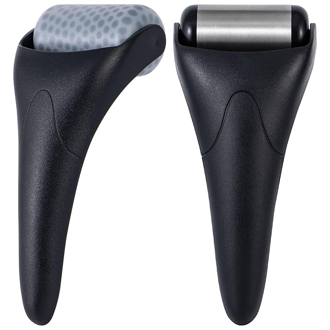 2 Pack Ice Roller for Face - Stainless Steel & Black Roller, Eye Puffiness Relief, Reduce Pain, Skin Care Face Massager Tools Self Care Gift for Men Women