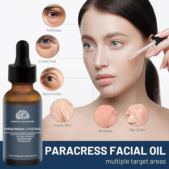 2PCS Paracress Facial Oil, Paracress Oil,Natural Paracress Extract Oil,Paracress Facial Serum Organic, Reduce Smooth Fine Lines and Wrinkles,for All Skin Types