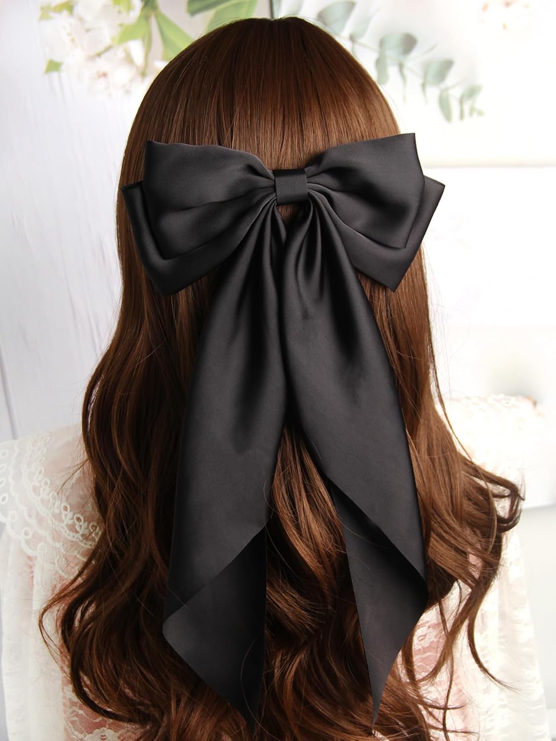 SUSULU Black Ribbon Bow Hair Clips with Long-Tail - Party Hairpins and Accessories for Women and Girls, 2pcs
