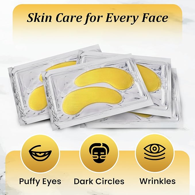 Beauty Golden Under Eye Patches (20 Pairs) - Under Eye Mask for Face Collagen Skin Care Products, Treatment for Dark Circles, Puffy Eyes, Refreshing, Revitalizing, Travel, Wrinkles