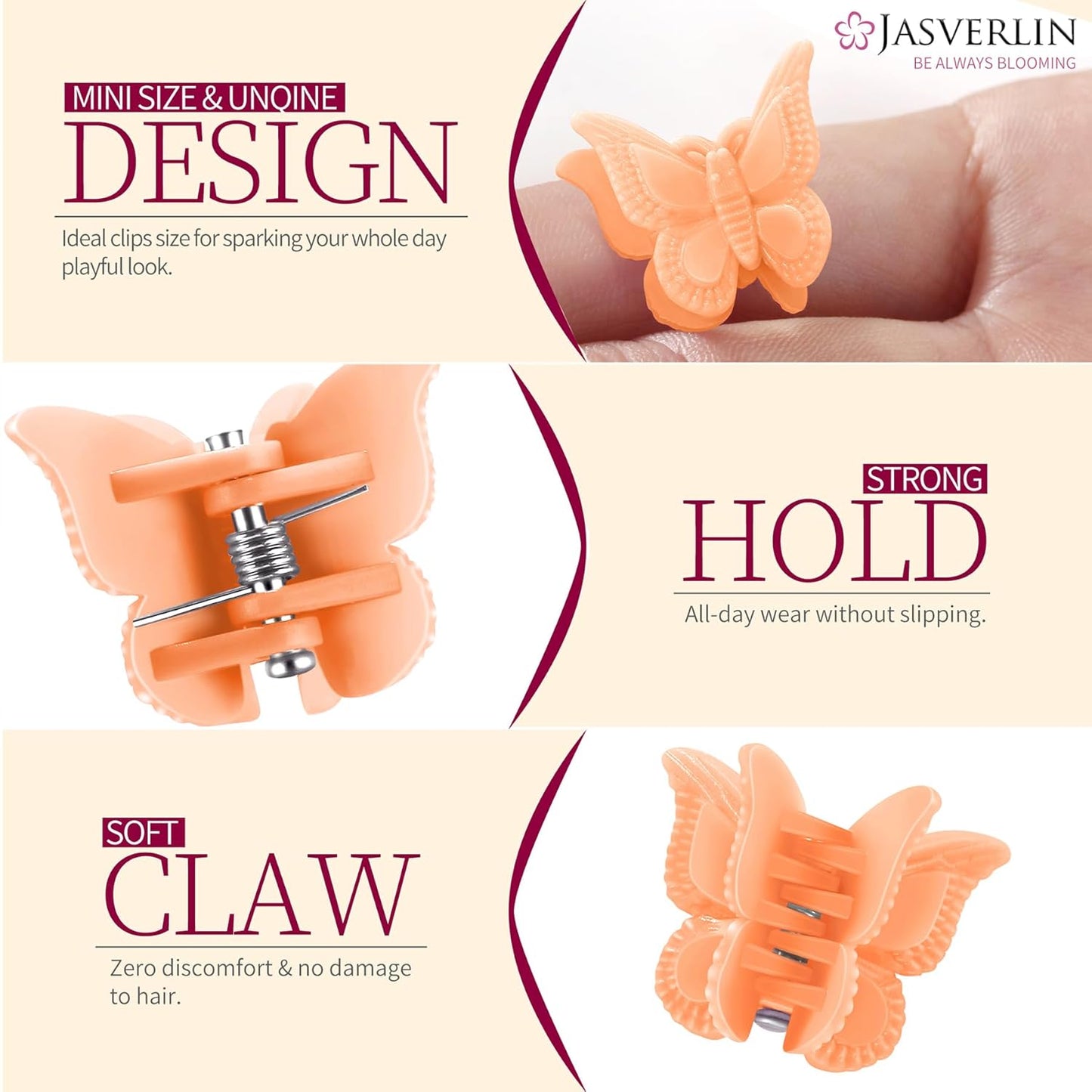 Mini Butterfly Hair Clips, Tiny Plastic 90s Claw Hairclip for Women Girl Accessories 8 Assorted Colors 50 pcs (Pastel Paradise)