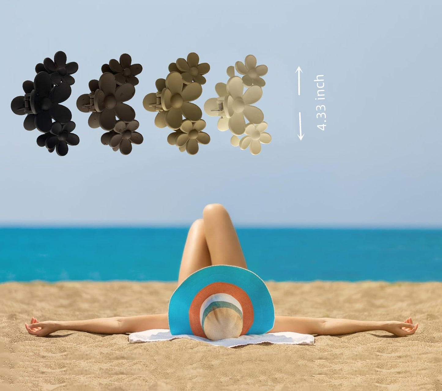 Hair Clip Claw Clips for Women and Girls, Non Slip Strong Hold Tortoise Banana Hair Clips for Thick Hair, 4 Colors