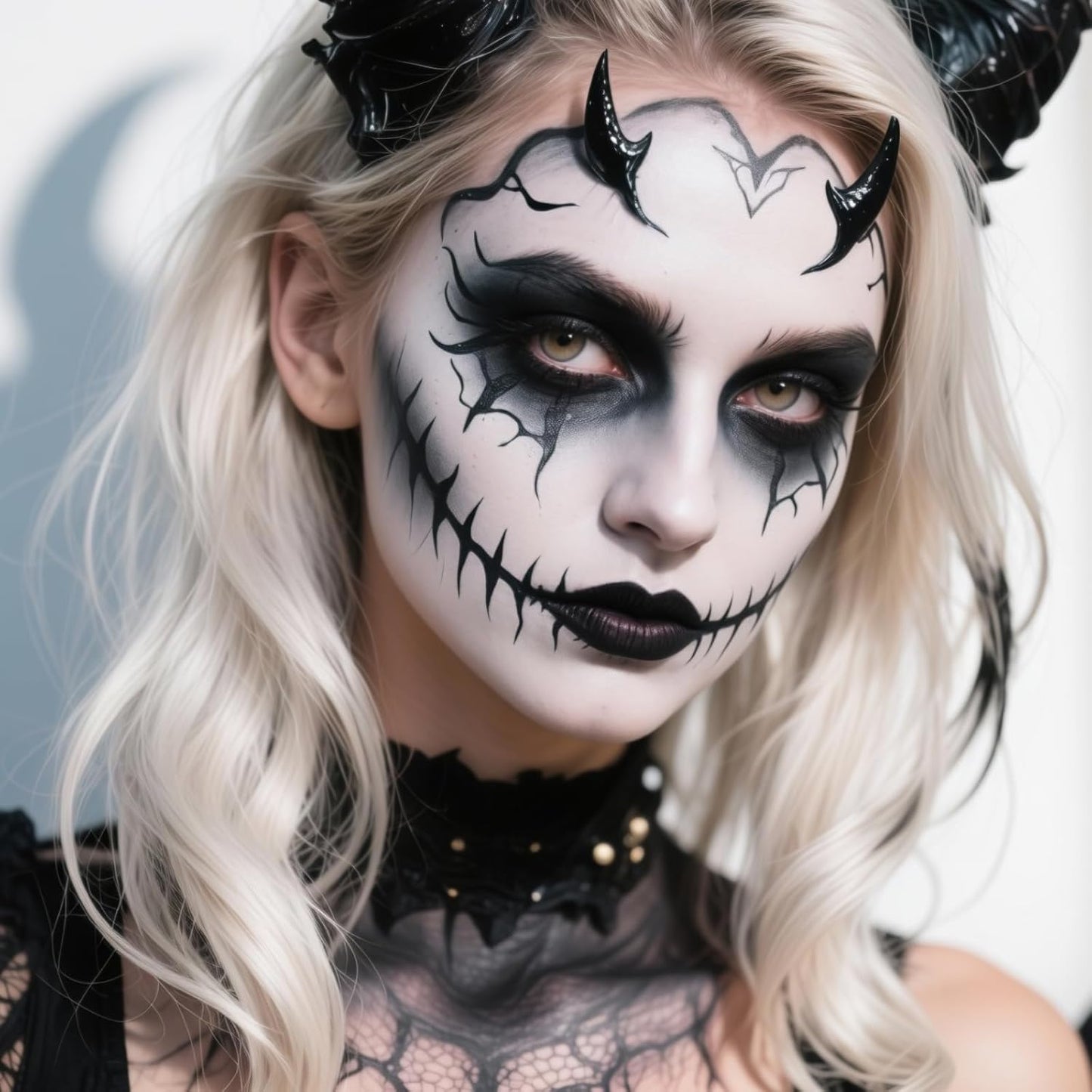 Halloween Makeup Kit for Clown, Black White Face Paint Set for Classic joker Skeleton Looks with Red Eyeshadow Stick, Water-Based Body Paint Set for Cosplay SFX Makeup, Stage shows, Parties