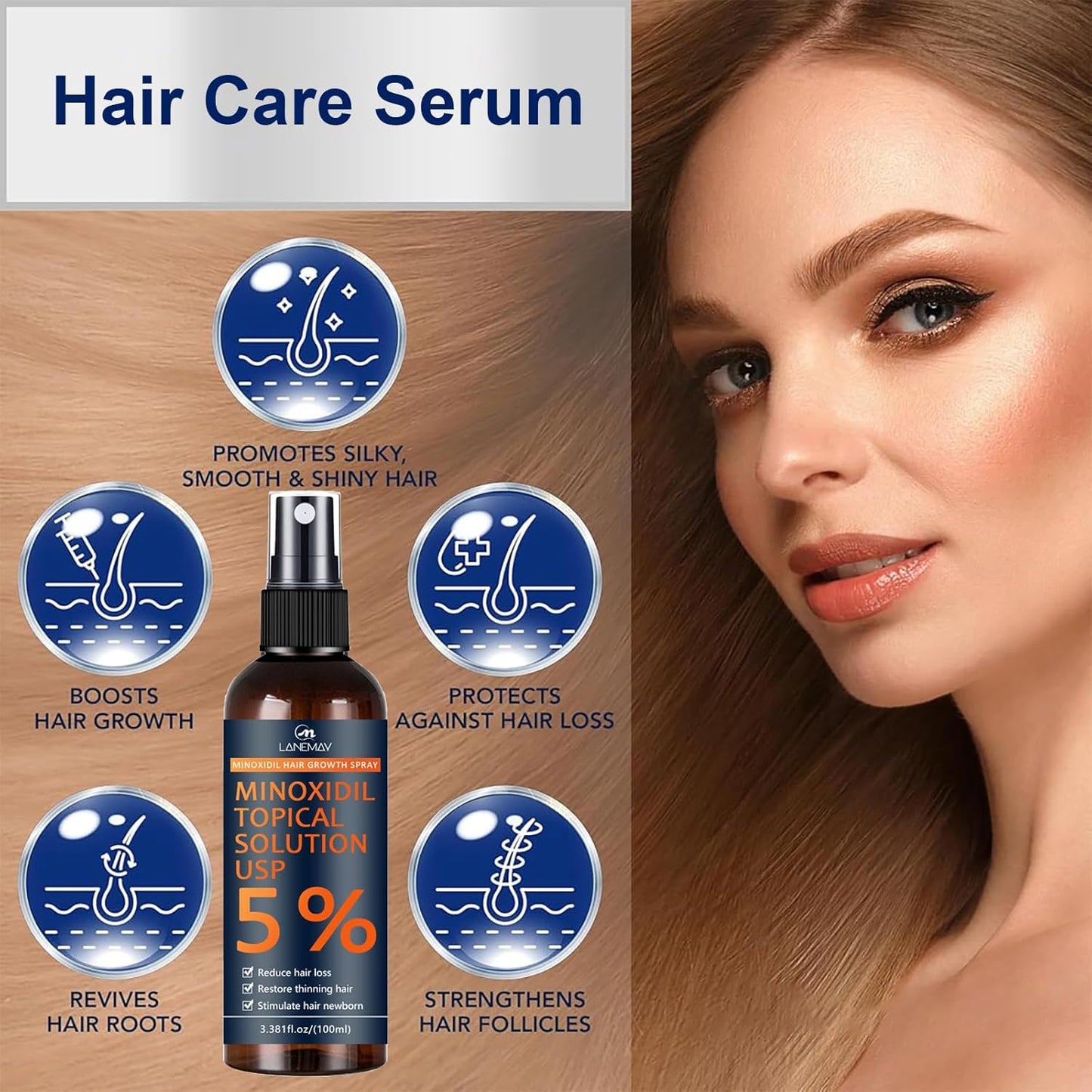 5% Minoxidil for Men Hair with Biotin, Minoxidil for Women, Minoxidil Beard Growth Oil, Minoxidil Hair Growth Serum for Men Hair Growth