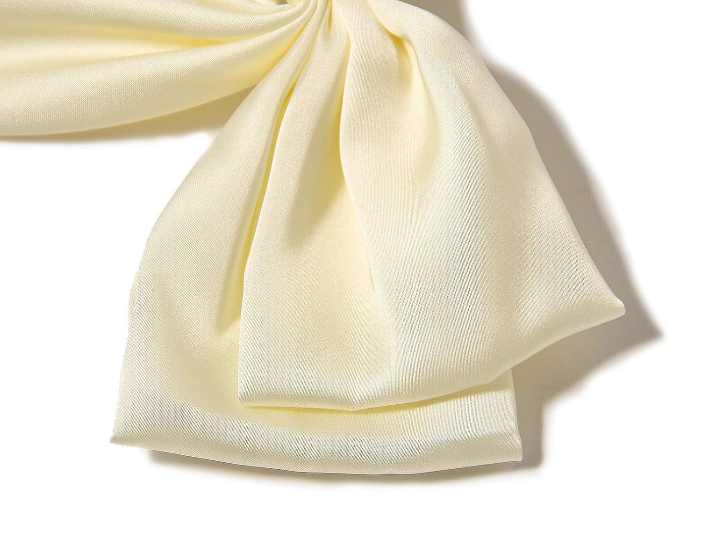 Women Big Bow Barrettes Girl's Satin Hairclips Long Ribbon Hair Pins Accessories For Party (Beige)