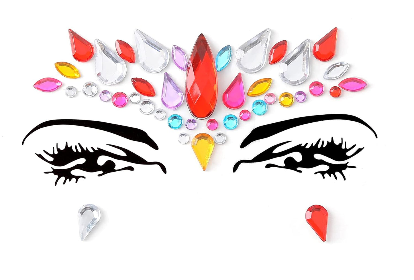 Face Gems Adhesive Glitter Jewel Tattoo Sticker Festival Gems Rave Party Body Make Up (6 PCS MULTI COLORS)