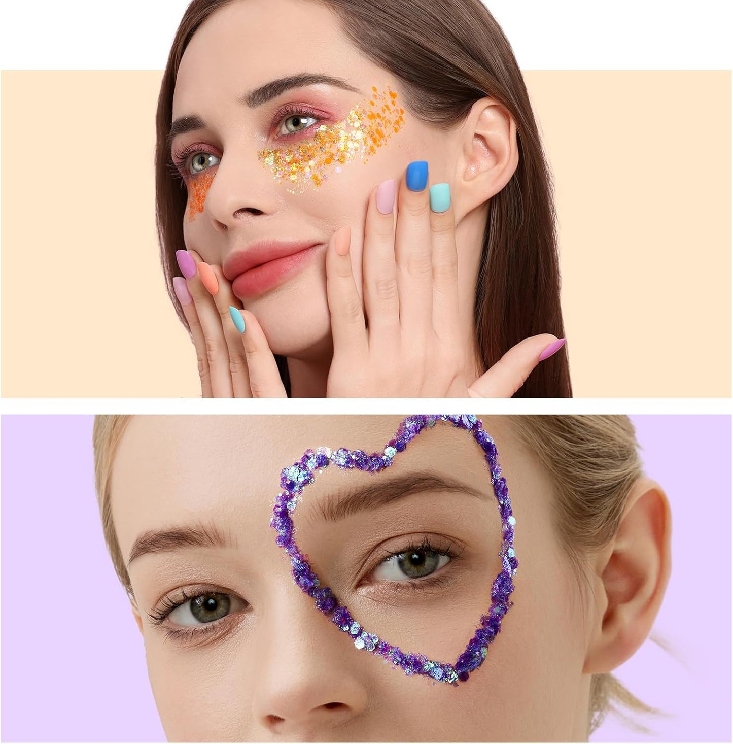 Teenitor Face Glitter, Body Glitter Gel Set, 9 Colors Makeup Gel Glitter for Face and Body, Hair Glitter for Festival Party Cheer