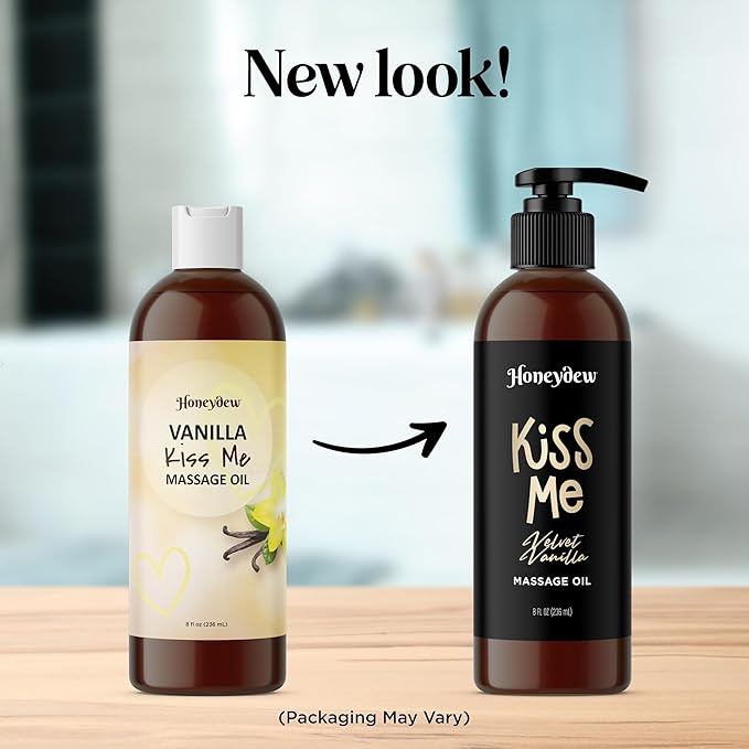 Vanilla Sensual Massage Oil for Couples - Relaxing Full Body Massage Oil for Date Night with Moisturizing Coconut and Sweet Almond Oil - Vegan Non Staining Non Greasy Silky Smooth Gliding Formula