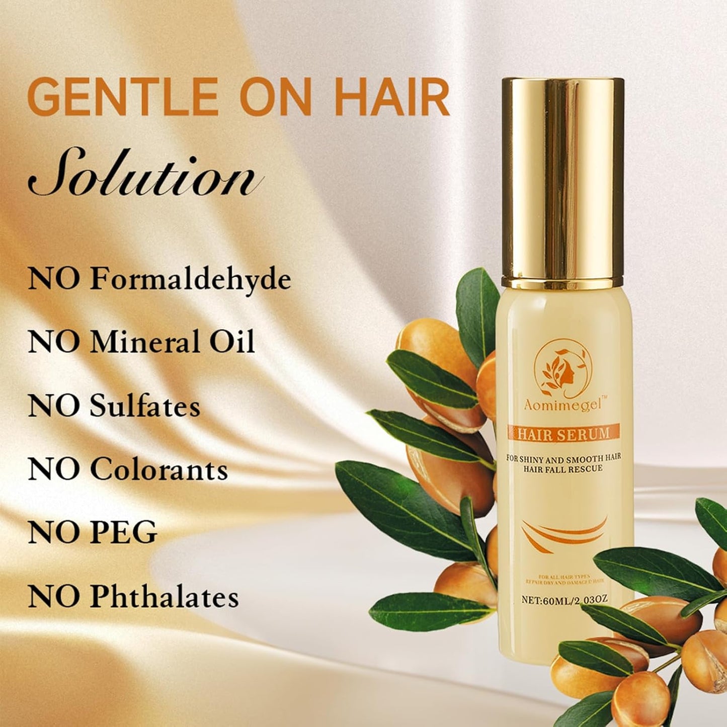 Argan Hair Oil Hair Serum Cold Pressed Weightless Argan Oil Hair Treatment for Dry Damaged Hair 2 floz