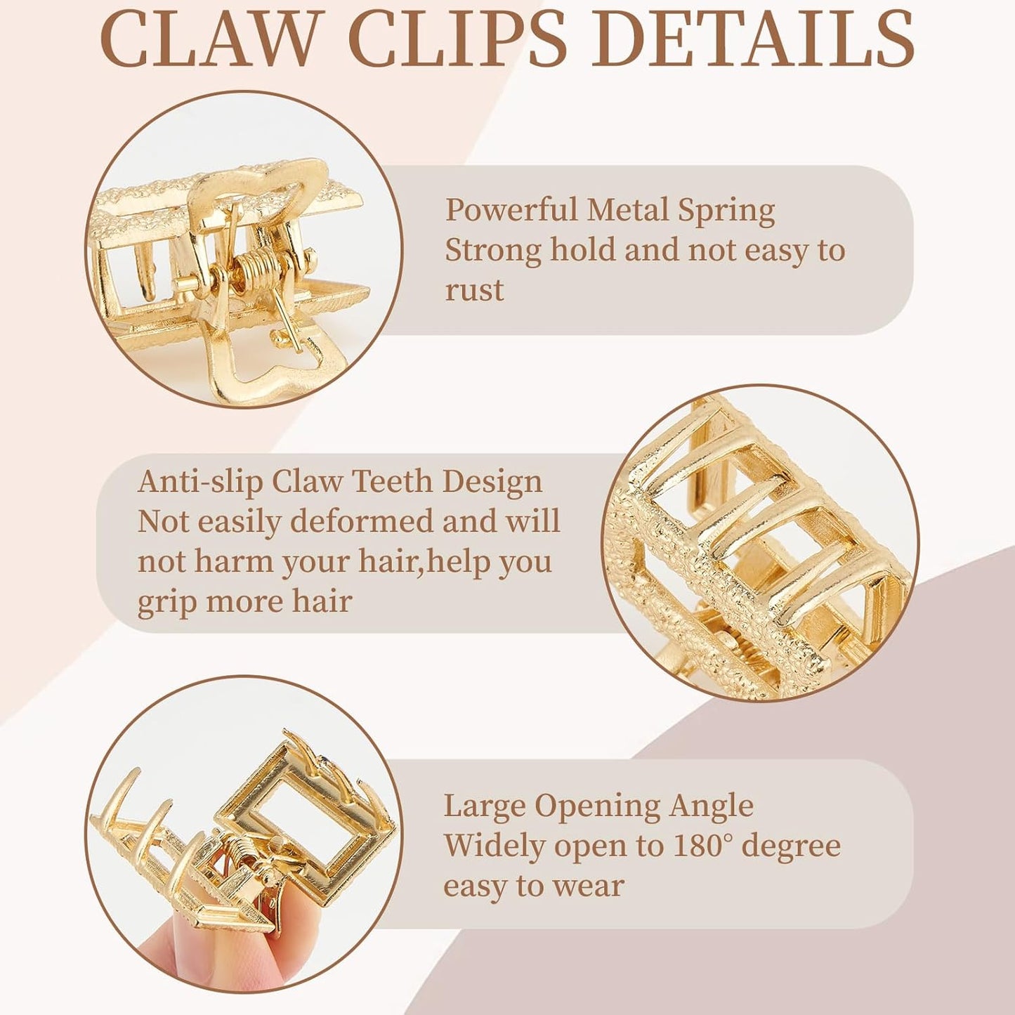 Mini Hair Clips for Women 16PCS 0.98" Gold Metal Small Claw Clips Women Non Slip Bangs Pins for Thick/Thin Hair(16PCS-Style 10(NEW))