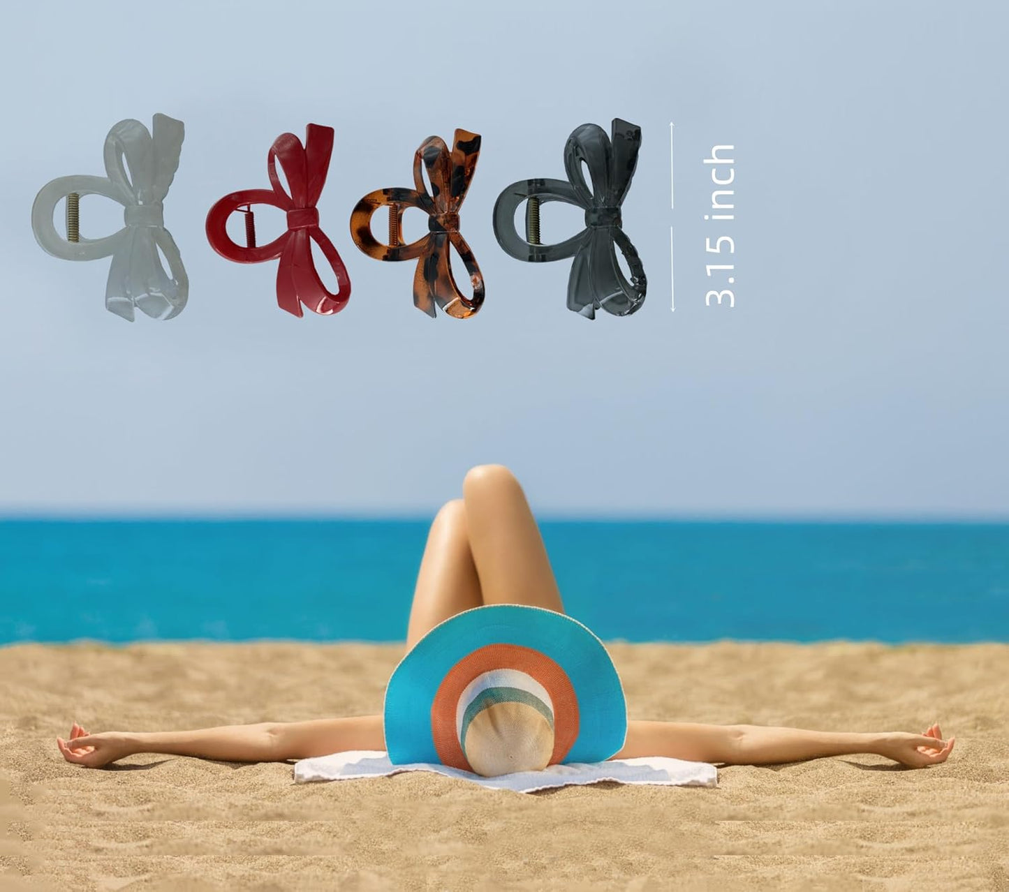 MARY LAVENDER Medium Claw Clips Knot-shaped for Women and Girls, Non Slip Strong Hold Hair Clips for Thick Hair 4 Colors