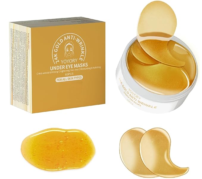 Gold Infused Eye Patches - 24K Gold Eye Masks for Dark Circles, Puffy Eyes, and Wrinkles, Anti-Aging Treatment with Collagen & Hyaluronic Acid, Deep Hydration & Firming (60 Pcs)