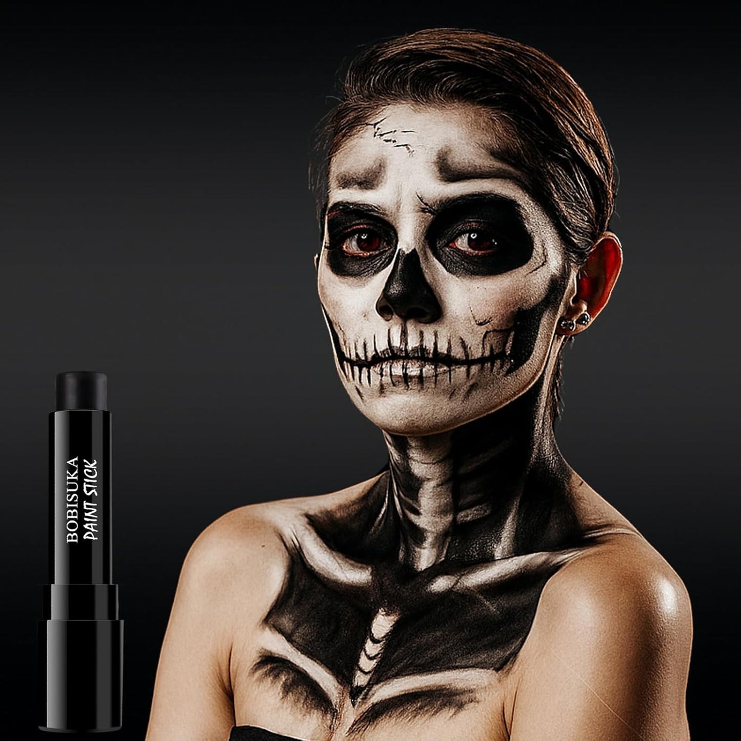 BOBISUKA Black Face Body Paint Stick, Sweatproof Eye Black Stick for Baseball Football Softball Sports – Waterproof Face Painting for Skull Joker Vampire Halloween SFX Makeup Cosplay