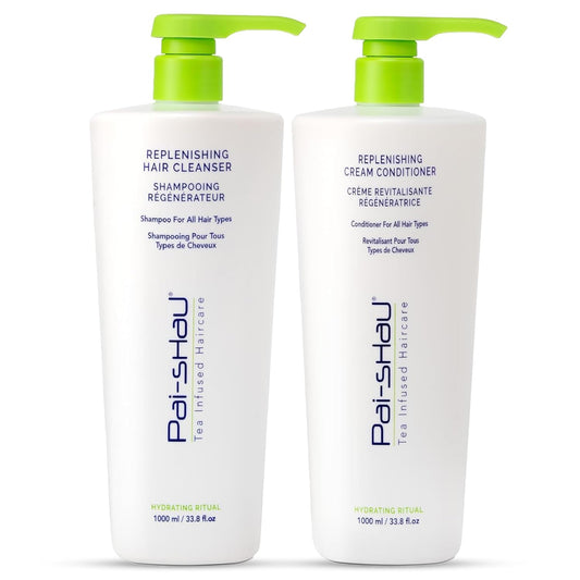 Pai-Shau Replenishing Cleanser and Conditioner Set - Hydrating Shampoo and Conditioner for All Hair Types - 2x1000ml