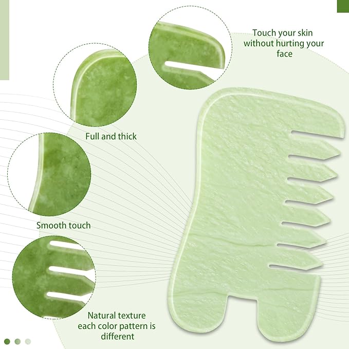 BBTO 2 Pcs Jade Comb for Scalp Massage Gua sha Comb for Head Body spa Hair Multifunctional Handheld Massage Tools(Fashion, Classic)