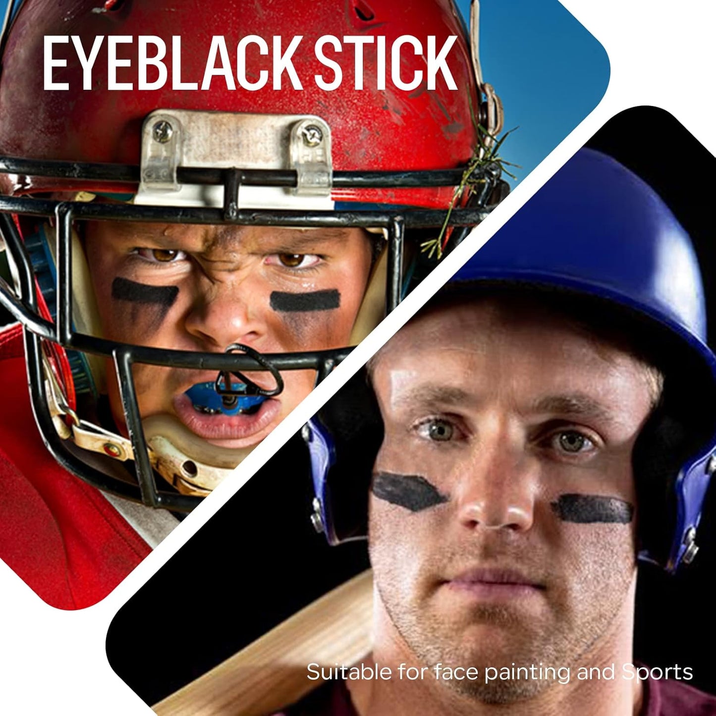 3Pcs Body Paint Eye Black Stick, Eyeblack Stick for Sports Baseball/Softball/Football Anti-Glare Outdoor Sports for Athletes Baseball Under Eye Black Body Paint Sweat-proof Easy to Apply