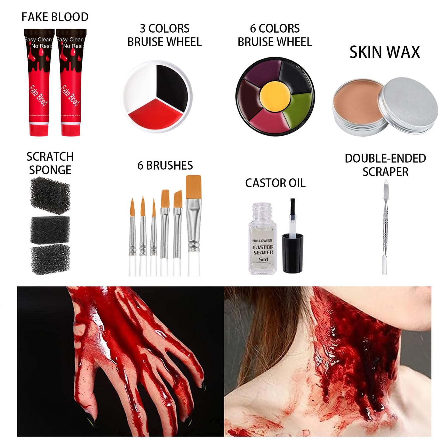 Fake Blood Scar Wax SFX Makeup Kit - Halloween Face Paint Special Effects Kit