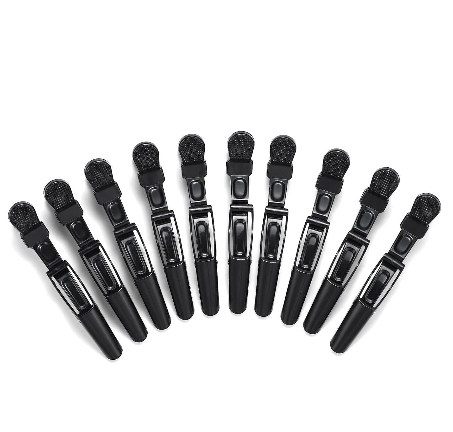 10pcs/set Multicolor Croc Clips Transparent Plastic Hairdresser Clips Hair Styling Sectioning Barrettes Professional Non Slip Alligator Clips Salon DIY Accessories Hairpins (10pcs-Black-1)