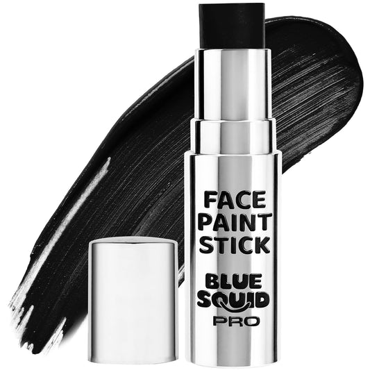 Blue Squid PRO Black Face Paint Stick - Waterproof Body Paint for Adults & Kids Eye Black Baseball, Eyeblack Softball - Vegan Hypoallergenic Twist-Up Non-Toxic Makeup Stick for Cosplay, Sports & SFX