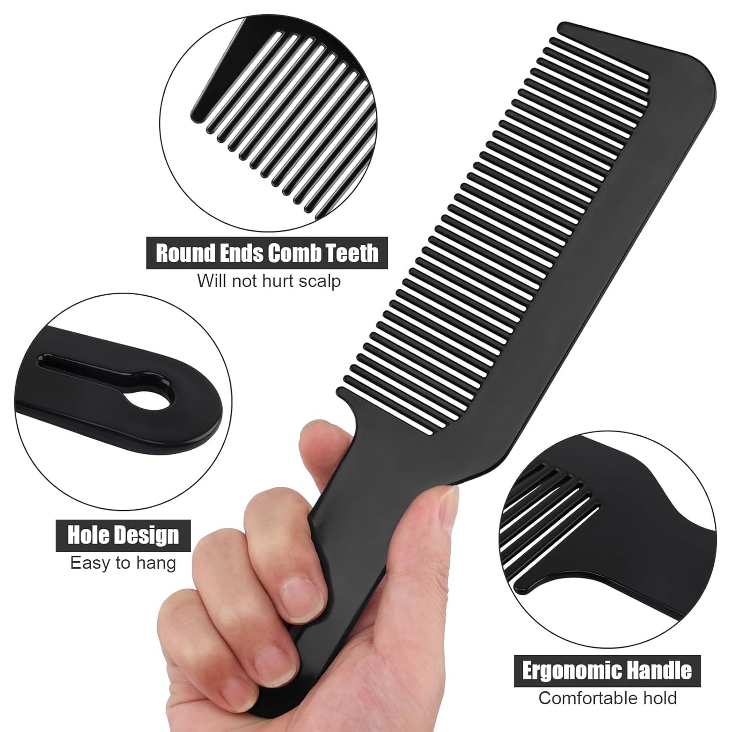 NICEMOVIC Barber Hair Cutting Blend Fade Combs 10 Pack for Hair Stylist, Barber Accessories Supplies, Fading Clipper Flat Top Blending Comb for Fades & Men Haircut Individually Wrapped (Black)