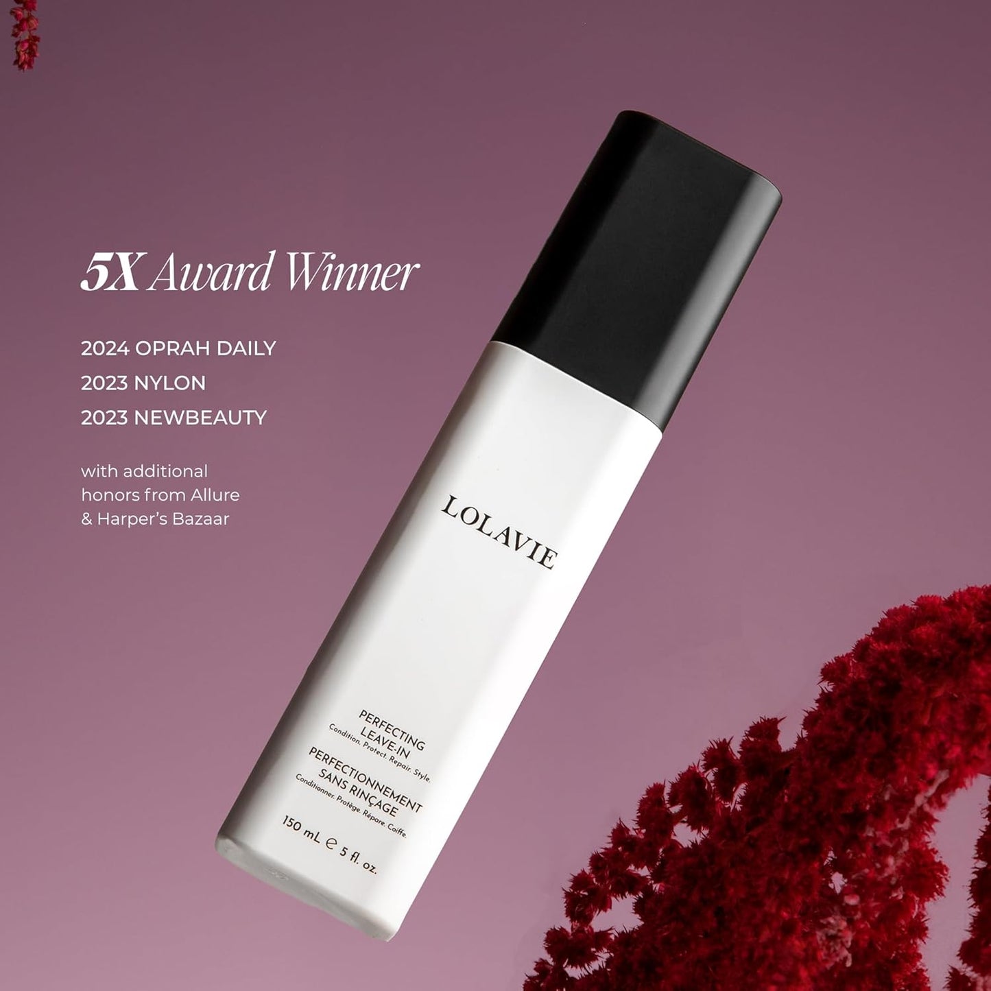 LolaVie Perfecting Leave-In Conditioner - 5.0 oz - 72-Hour Frizz Control & 450-Degree Heat Styling Protection for Smoother, Softer, Stronger Hair - Color Safe - All Hair Types - Sulfate Free