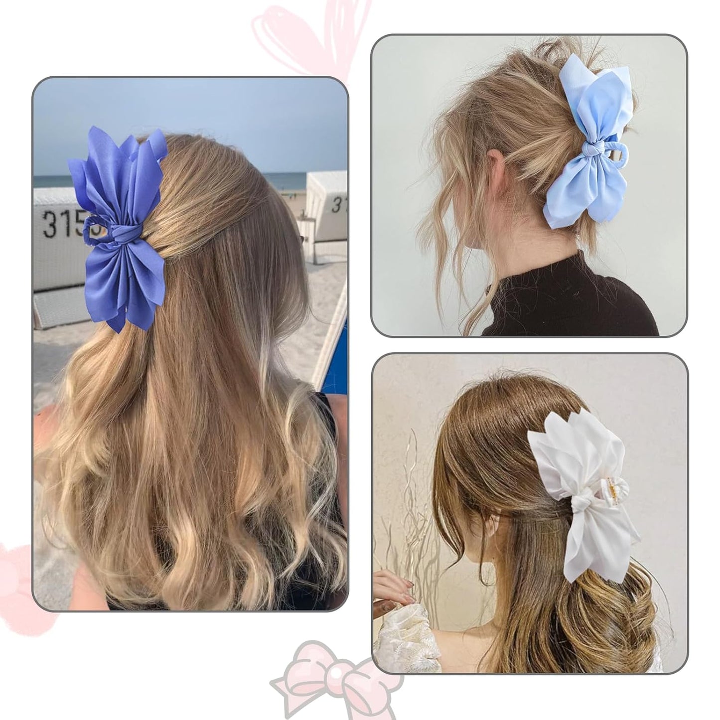 Bow Claw Clips Bow Hair Clips 3PC Big Hair Bows for Women Butterfly Styling Large Hair Clips for Thick Hair for Girls Hair Accessories for Teen