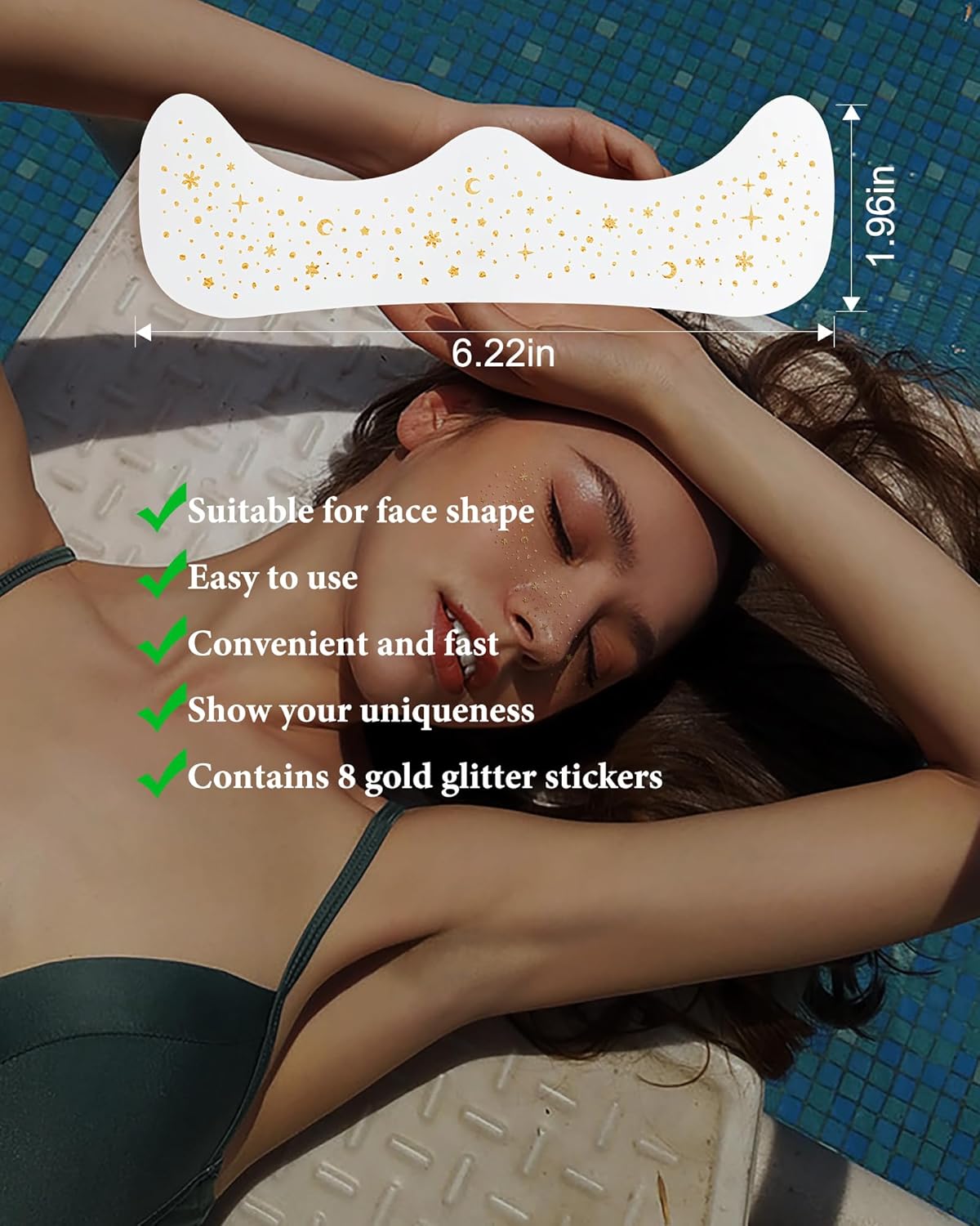 Makeup Pathes, Body Face Glitter for Kids Women Girls, Gold Glitter Makeup Speckles for Face, Singer Concerts Festival Holiday Party Rave Accessories - 8 Counts