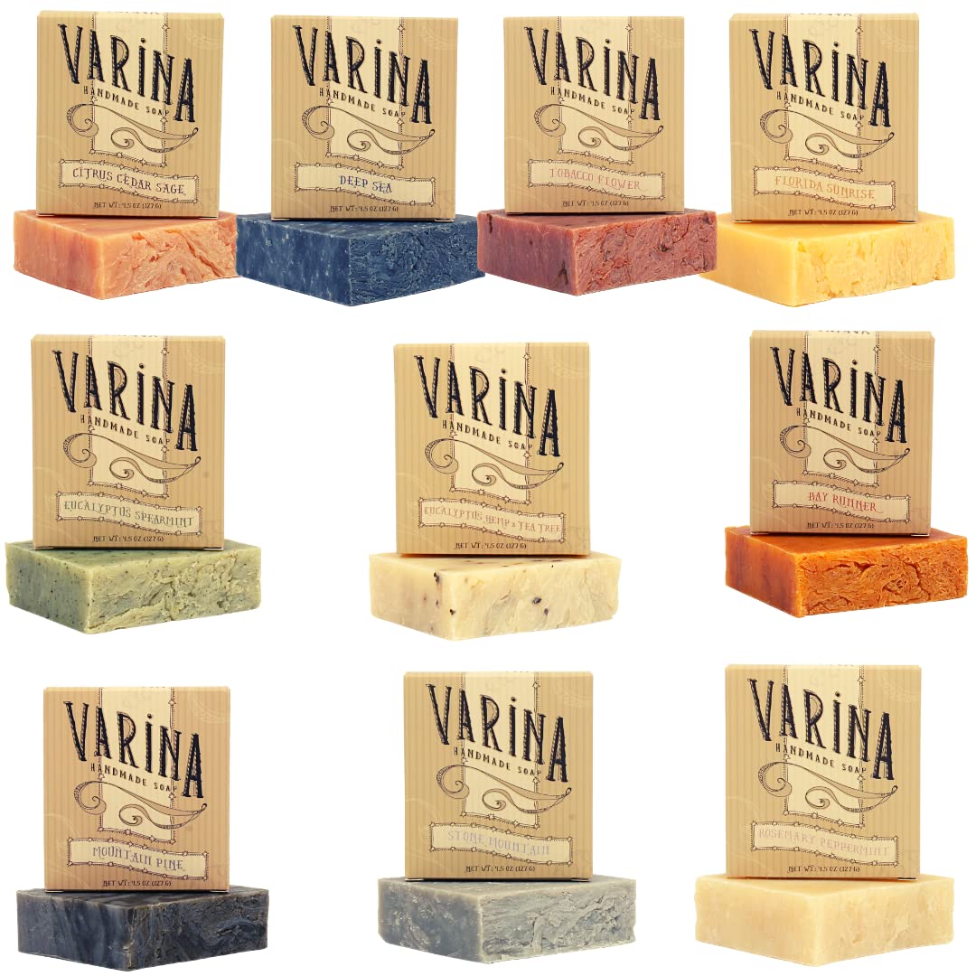 Natural Men's 2 Variety Bar Soap - Gentle Cleansing for Sensitive Skin, Earthy Scents - 10 Pack