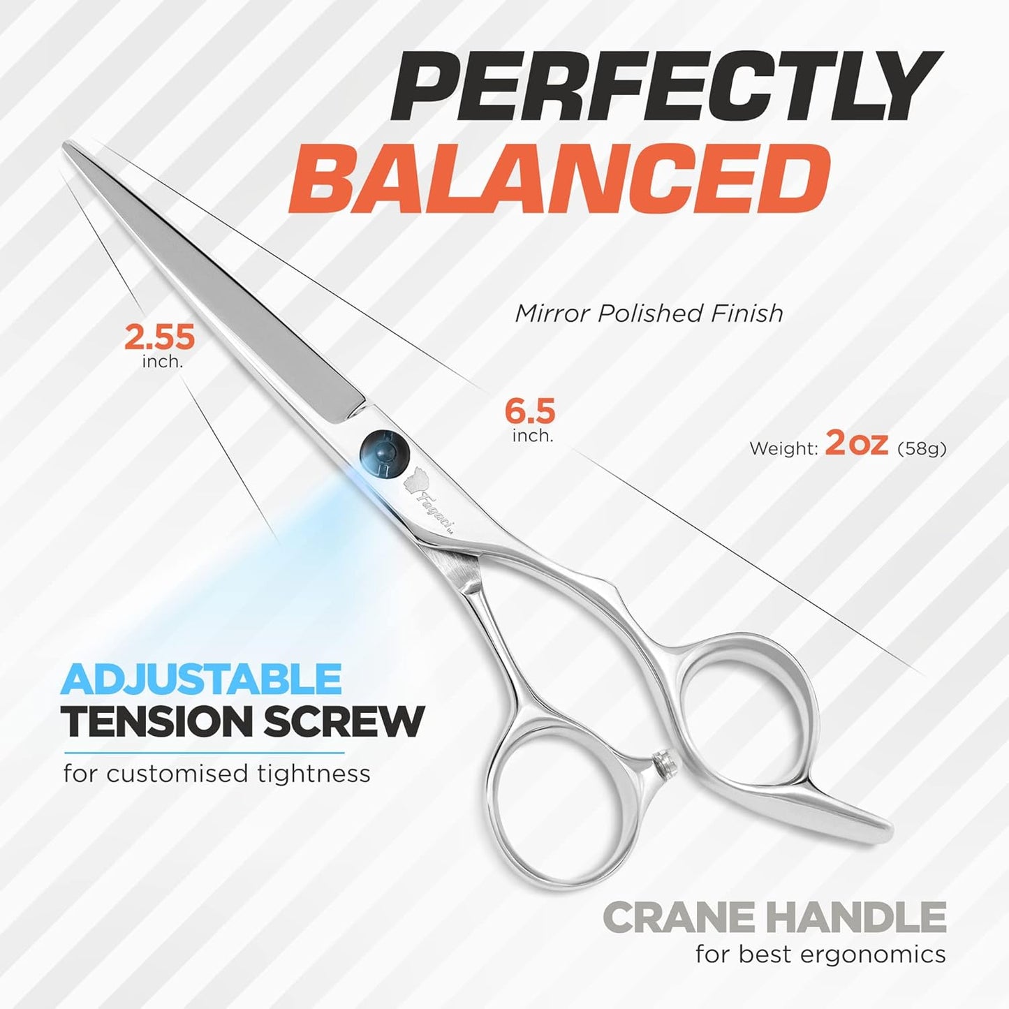 Fagaci Professional Hair Scissors 6” Extremely Sharp Blades, Fine Cutting Blades, Hair Cutting Scissors Professional, Hair Shears, Barber Scissors Set for Men and Women, Haircut Scissors Hair Kit