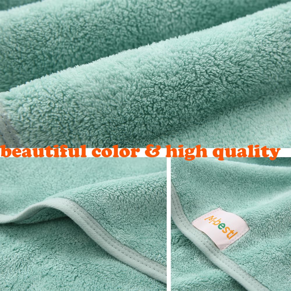 2 Pack Microfiber Hair Towel Wrap,Hair Drying Towel with Button, Hair Towel Turban,Head Towel to Dry Hair Quickly (Green&Green)