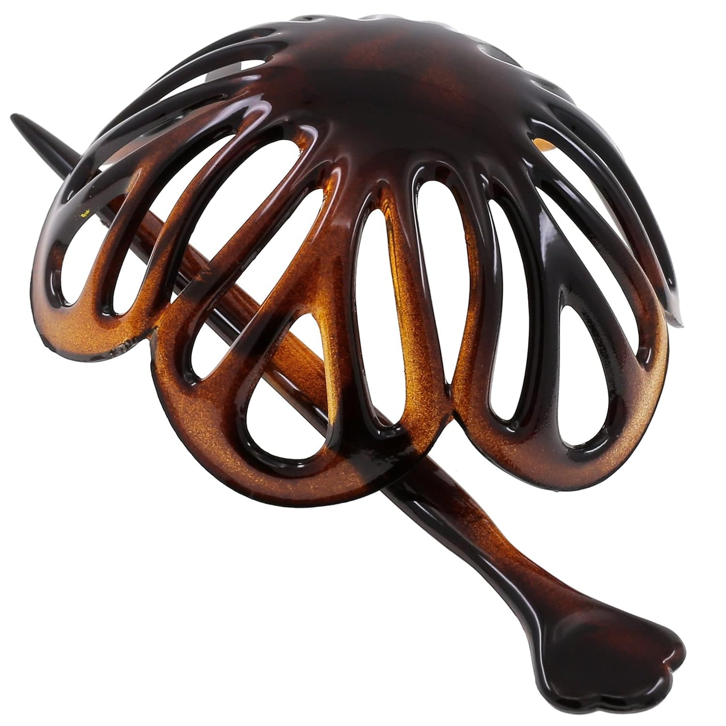 Camila Paris NV149 French Hair Bun Clip Maker Cover Cap Holder, Tortoise Shell, Round Dome Bun Hair Clip for Women Hair Updo, Styling Hair Bun Accessories for Women, No Slip Durable, Made in France