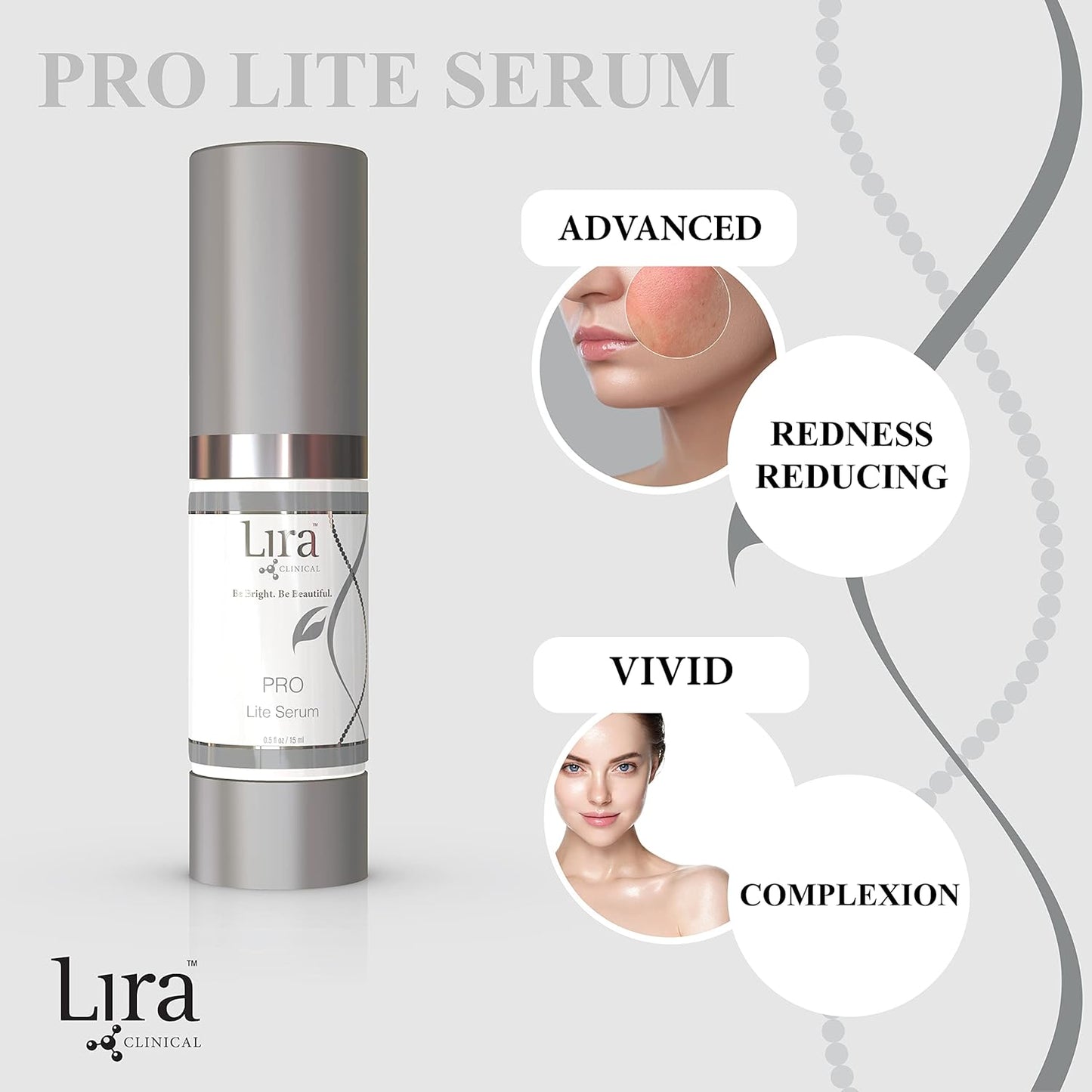 Lira Clinical PRO Lite Serum – Discoloration Correcting Face Serum for Women – Dark Spot Remover with Vitamin C & Hyaluronic Acid – Pore Tightening & Hydrating Skincare – Professional Facial Care