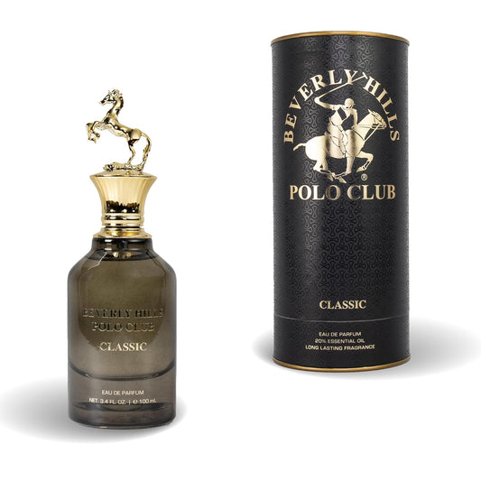 Beverly Hills Polo Club CLASSIC Eau de Parfum for Men - Enduring Luxury Fragrance with Iconic Metal Horse Cap & Premium Cylinder Box - 3.4 Fl Oz