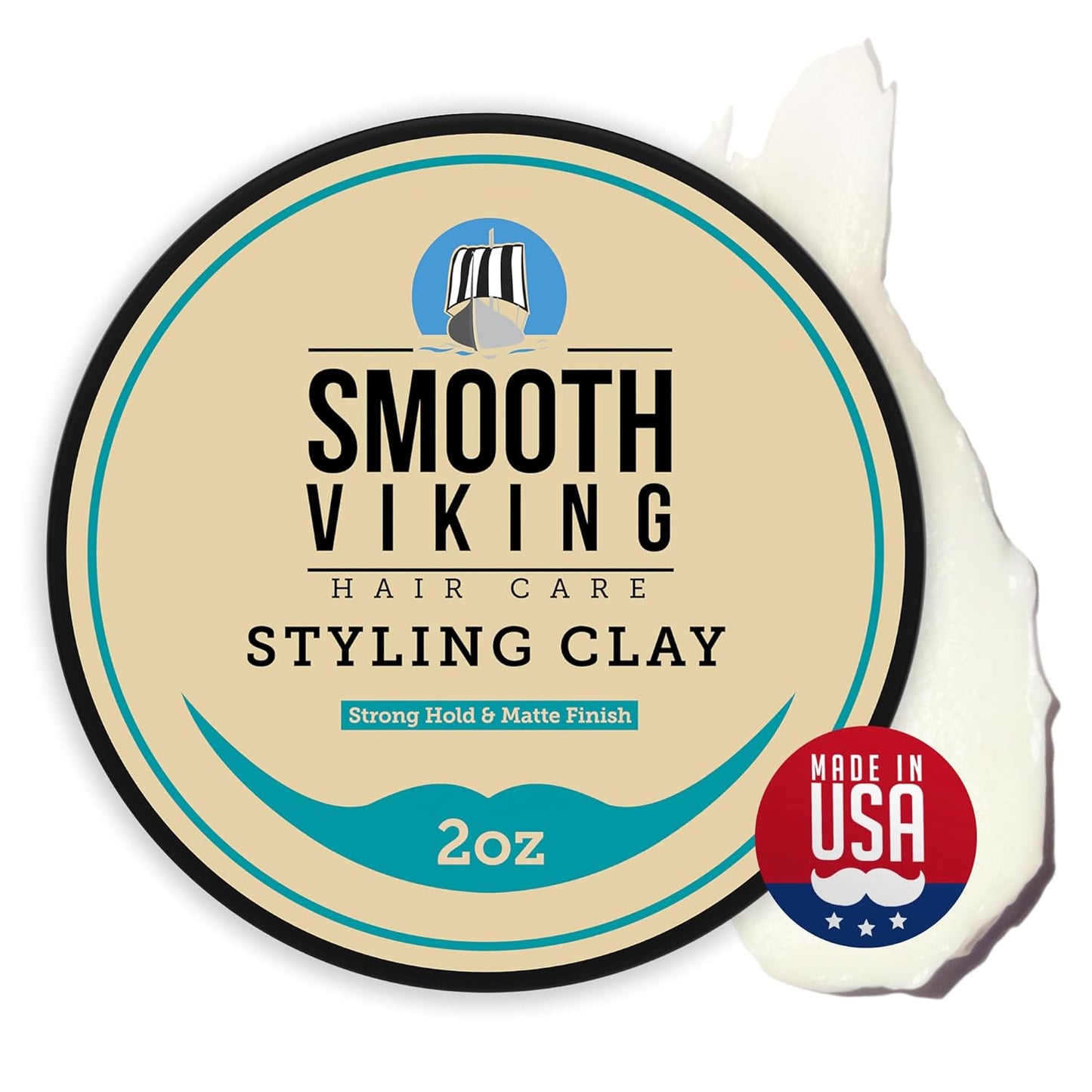 Smooth Viking Hair Clay for Men - Strong Hold Pomade, Hair Paste, Styling Clay With Matte Finish, Made in USA, 2oz
