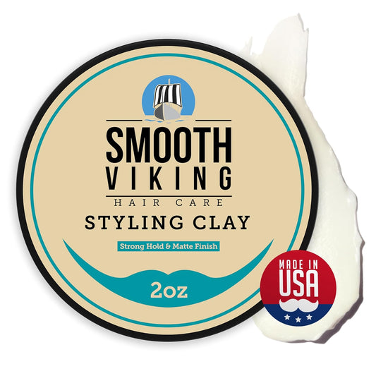 Smooth Viking Hair Clay for Men - Strong Hold Pomade, Hair Paste, Styling Clay With Matte Finish, Made in USA, 2oz