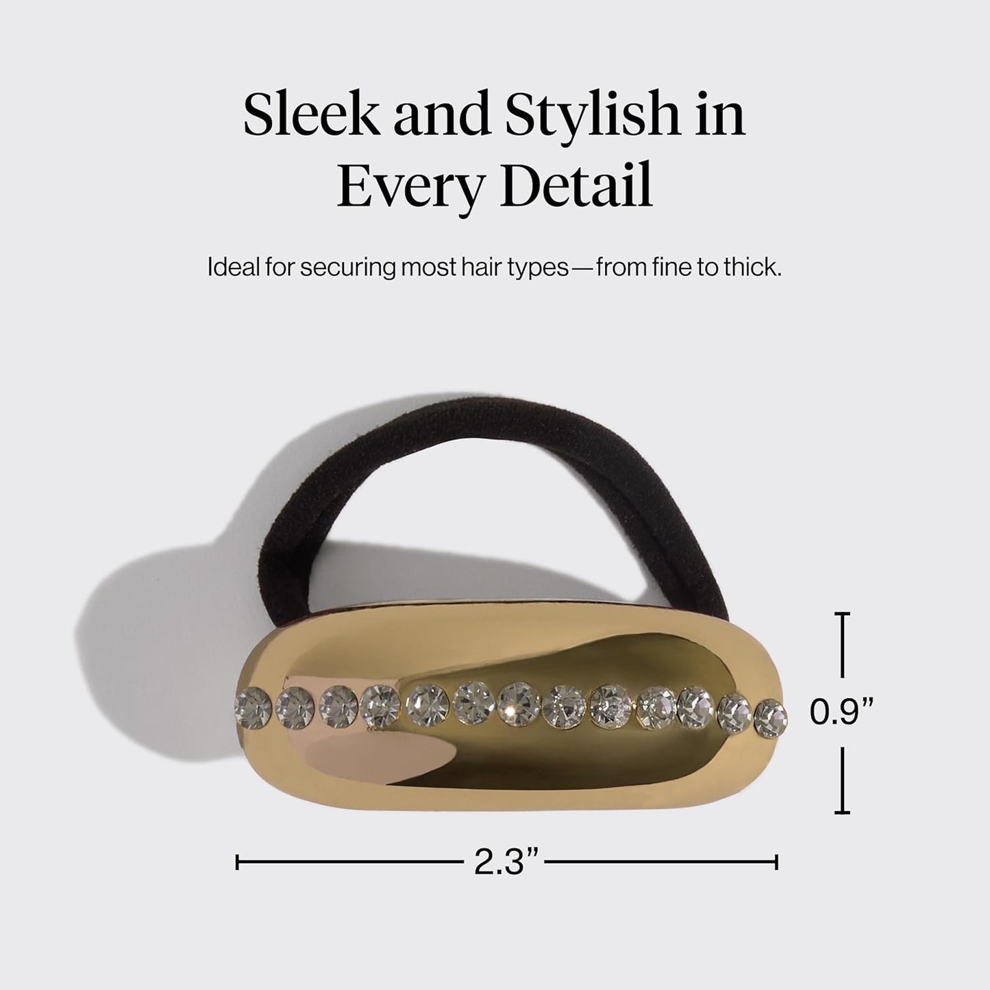 Kitsch Rhinestone Hair Cuff for Women - Gold Hair Accessories for Ponytails, Buns & Braids – Stylish Medium Gold Hair Cuff, No-Show Elastic | Elegant Gifts for Women & Stocking Stuffers - 1pc