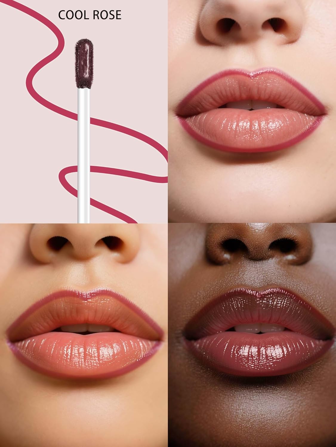 Lip Stain Peel Off Lip Liner Stain with Tweezer, Long Lasting Matte Lip Tint Tattoo, Highly Pigmented Color Lip Makeup, Waterproof Lipstick, Transfer-proof Lipstain for Women, Cool Rose