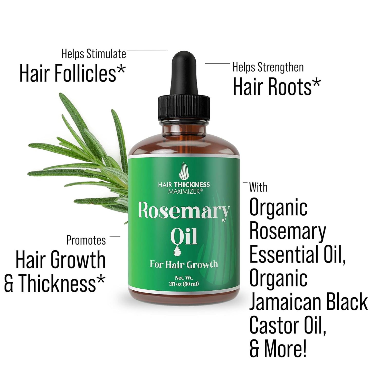 Rosemary Oil for Hair Growth for Women, Men. Strengthens & Hydrates Thinning, Dry Hair for a Healthier-Looking Scalp. For Women & Men – Vegan 2oz Serum