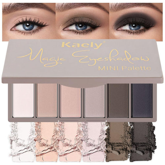 6 Colors Mini Nude Brown Eye Shadow Palette Makeup for Older Women, Neutral Matte Shimmer Eyeshadow Palette Highly Pigmented Waterproof, paleta de sombras de ojos, Vegan & Cruelty-free, 01