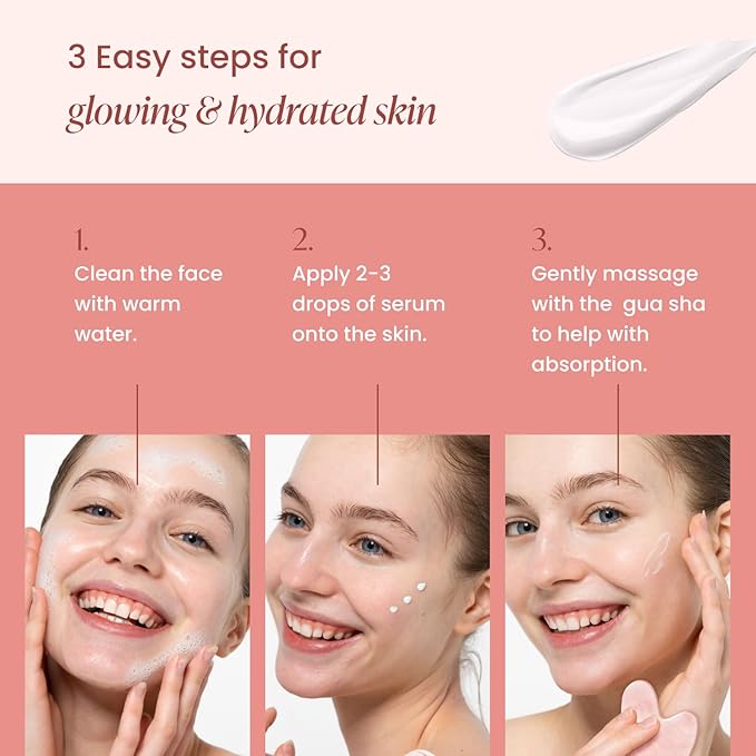 PLANTIFIQUE Massage Ritual Set Premium Certified Rose Quartz Gua Sha + Vitamin C Serum Skin Care Set, Birthday Gifts for Women, Teens, Mom, Brides