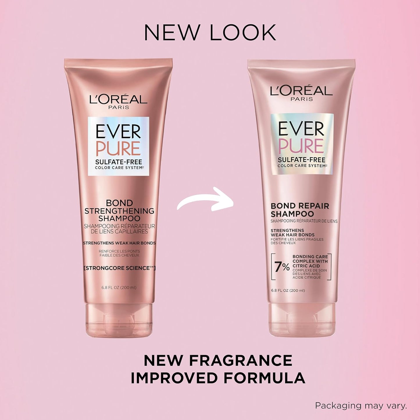 L'Oreal Paris EverPure Sulfate-Free Vegan Hair Care Kit - Shampoo and Conditioner to Strengthen and Repair Hair Bonds (Packaging May Vary)