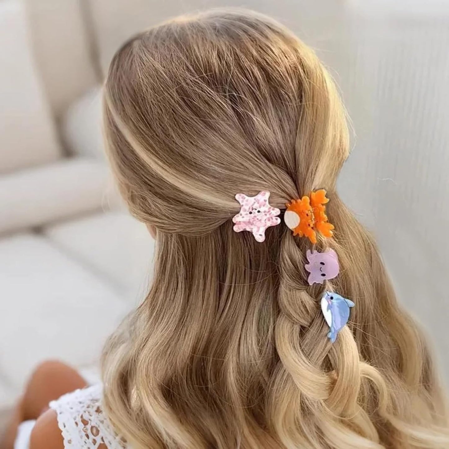 6 Pcs Ocean Animal Hair Claw Clips for Women, Octopus, Whale, Crab, Conch, Dolphin, Seahorse, Starfish Hair Clips, Small Hair Claw, Cute Claw Clip, Non-Slip Hair Accessories for Thick and Thin Hair