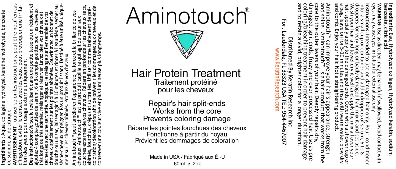 Aminotouch Natural Pure Protein Treatment - Collagen and Keratin Rescue Shot for Long Hair Growth, Damage Repair, Split Ends Prevention, and Hair Strengthening