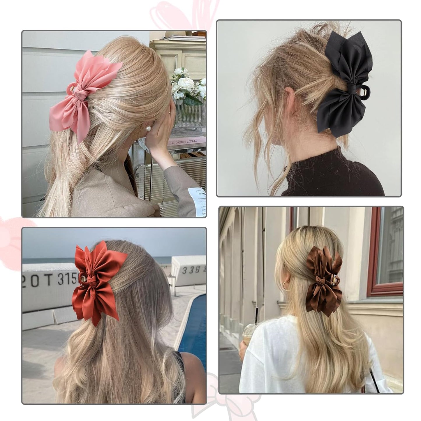 Bow Claw Clips Bow Hair Clips 4PC Big Hair Bows for Women Butterfly Styling Large Hair Clips for Thick Hair for Girls Hair Accessories for Teen