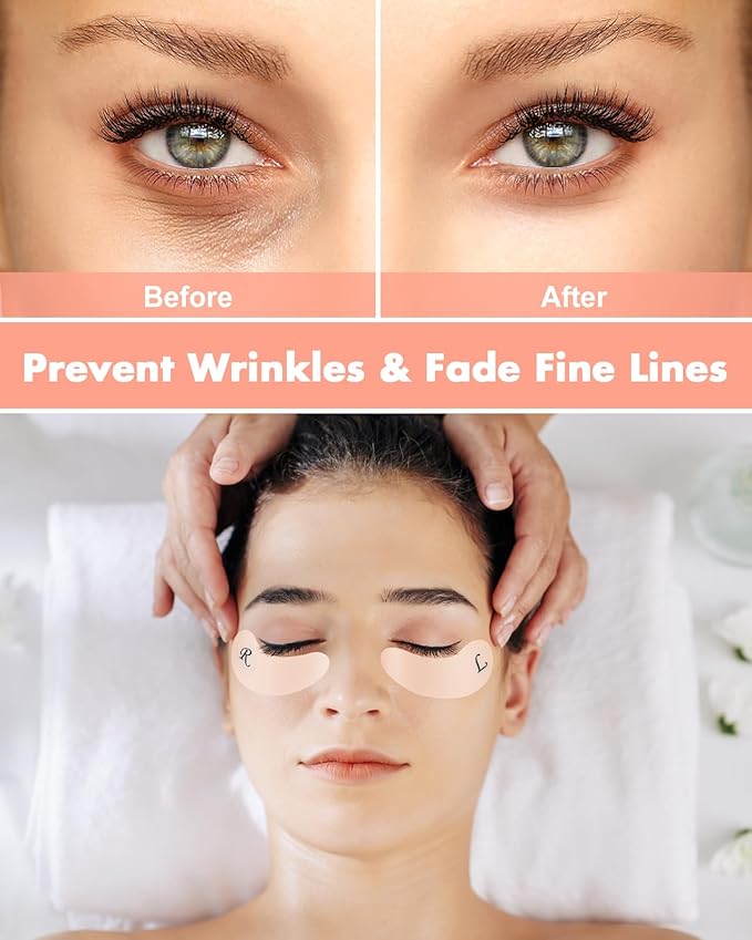 Under Eye Patches Silicone - Reusable Eye Patches + Silicone Fixing Tape Cuttable, Eye Wrinkle Patches, Reusable Eye Mask, Plump Fine Lines & Wrinkles, Eye Cream Applicator + Silicone Bag